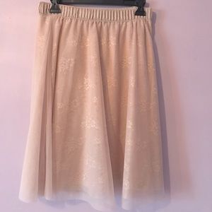 Charlotte Russe Lace Tulle Skirt Beige Neutral Mesh